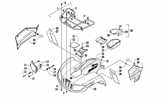 FRONT RACK, BODY PANEL, AND HEADLIGHT ASSEMBLIES