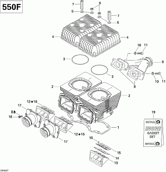Cylinder, Exhaust Manifold And Reed Valve V1