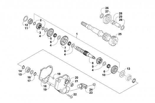 SECONDARY TRANSMISSION ASSEMBLY (ENGINE SERIAL NO. 40010070 and Up)