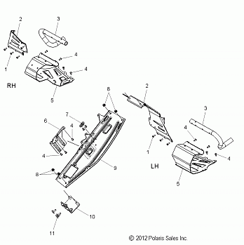 CHASSIS, CLUTCH GUARD and FOOTRESTS - S14BR8GSA/GSL (49SNOWCLUTCHGUARD13600SB)