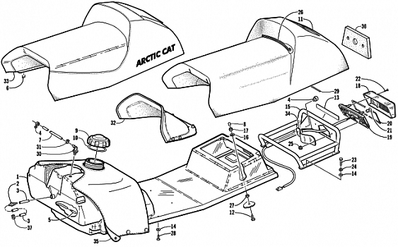 GAS TANK, SEAT, AND TAILLIGHT ASSEMBLY (LE)