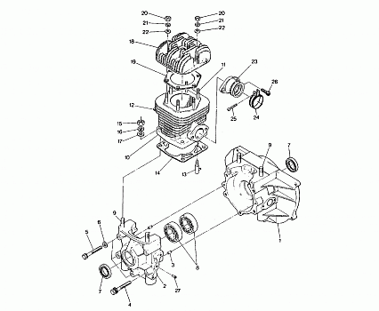 CRANKCASE AND CYLINDER - 0891027 (4915421542C007)