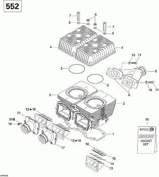 Cylinder, Exhaust Manifold And Reed Valve V2