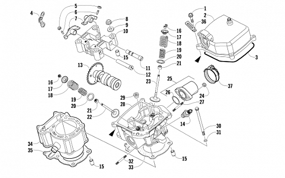 CYLINDER HEAD AND CAMSHAFT/VALVE ASSEMBLY