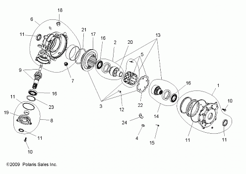 DRIVE TRAIN, FRONT GEARCASE (Built 11/01/09 and Before) - A10NG50AA (49ATVGEARCASE1332772)