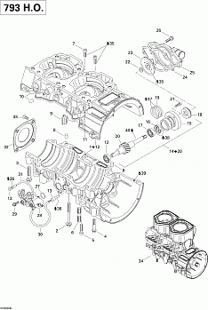 Crankcase, Water Pump And Oil Pump (793 HO)