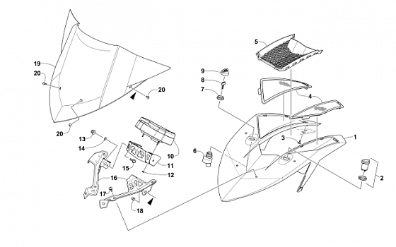 WINDSHIELD AND INSTRUMENTS ASSEMBLIES