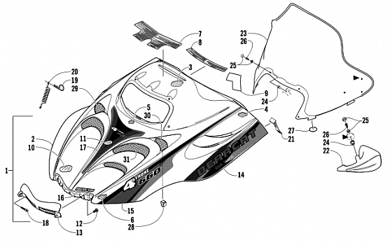 HOOD AND WINDSHIELD ASSEMBLY