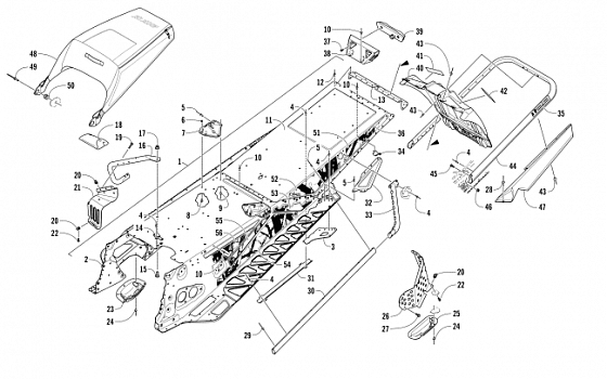 TUNNEL, REAR BUMPER, AND SNOWFLAP ASSEMBLY