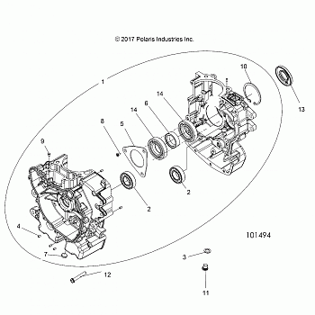 ENGINE, CRANKCASE - A18DAE57B2 (101494)