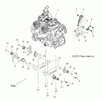 ENGINE, MOUNTING - S12CK6/CM6 ALL OPTIONS (49SNOWENGINEMOUNT12600RMK)