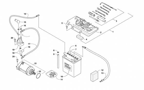 BATTERY AND STARTER ASSEMBLY