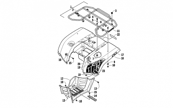 REAR RACK, BODY PANEL, AND FOOTWELL ASSEMBLIES