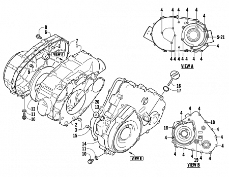 CLUTCH/V-BELT/MAGNETO COVER ASSEMBLY