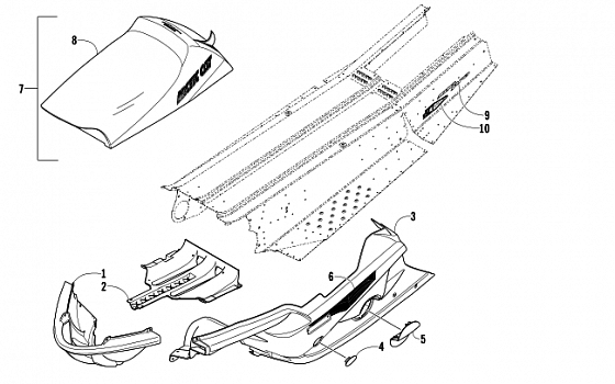 SEAT, BELLY PAN, AND DECALS