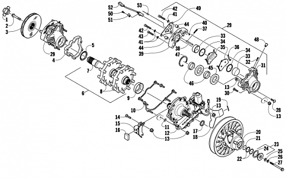 DRIVE TRAIN SHAFT AND BRAKE ASSEMBLIES