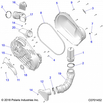 DRIVE TRAIN, CLUTCH COVER AND DUCTING - Z20A5K87BG (C0701452)