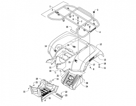 REAR RACK, BODY PANEL, AND FOOTWELL ASSEMBLIES