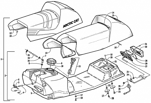 GAS TANK, SEAT, AND TAILLIGHT ASSEMBLY