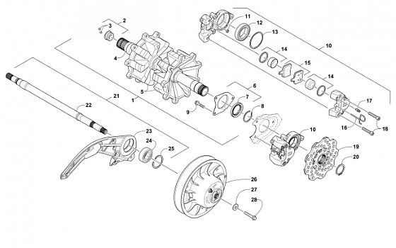 DRIVE TRAIN SHAFTS AND BRAKE ASSEMBLIES