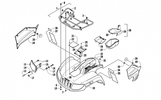 FRONT RACK, BODY PANEL, AND HEADLIGHT ASSEMBLIES