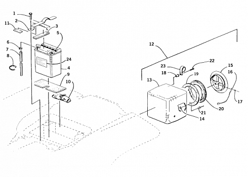 STORAGE BOX AND BATTERY ASSEMBLY