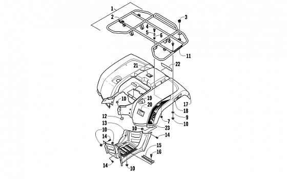 REAR RACK, BODY PANEL, AND FOOTWELL ASSEMBLIES