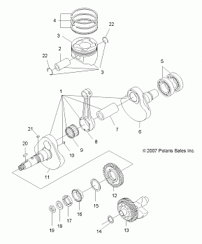 ENGINE, CRANKSHAFT and PISTON - A13MH50TD (49ATVCRANKSHAFT08SP500)