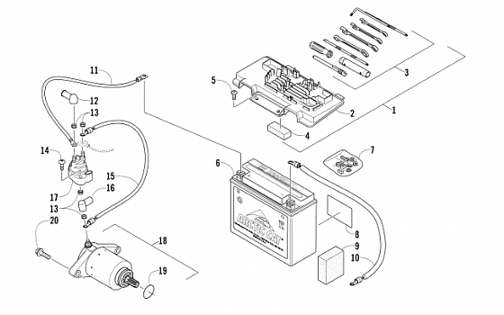 BATTERY AND STARTER ASSEMBLY