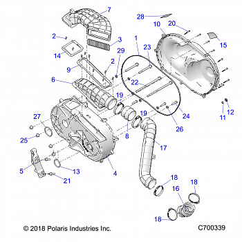 DRIVE TRAIN, CLUTCH COVER AND DUCTING - R19RSE99N1 (C700339)