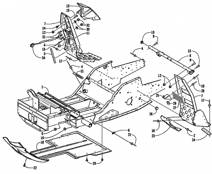 FRONT FRAME AND FOOTREST ASSEMBLY