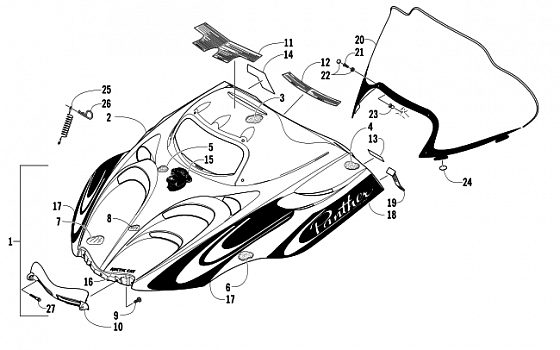 HOOD AND WINDSHIELD ASSEMBLY