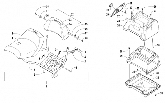 PASSENGER SEAT AND BACKREST ASSEMBLY