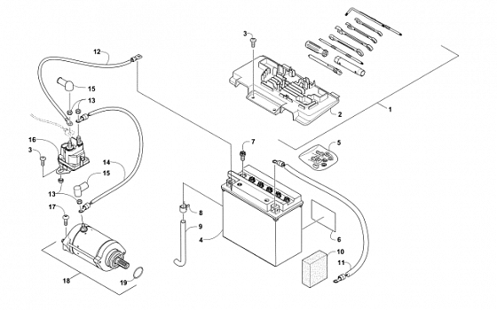 BATTERY AND STARTER ASSEMBLY