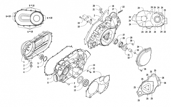 CLUTCH/V-BELT/MAGNETO COVER ASSEMBLY