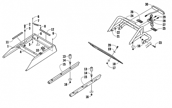 REAR BUMPER, RACK RAIL, SNOWFLAP, AND TAILLIGHT ASSEMBLY