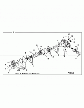 DRIVE TRAIN, FRONT GEARCASE INTERNALS (FROM 1/5/16) - A16DAH57A1 (700240)