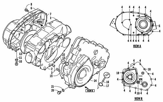 CLUTCH/V-BELT/MAGNETO COVER ASSEMBLY