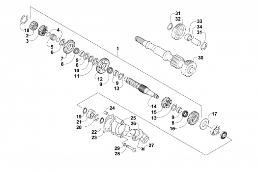 SECONDARY TRANSMISSION ASSEMBLY (ENGINE SERIAL NO. UP TO 0700A60010049)