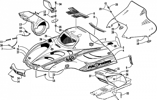 HOOD AND WINDSHIELD ASSEMBLY