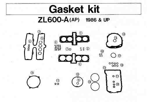 GASKET KIT (ZL600-A AP 1986 &amp; UP)