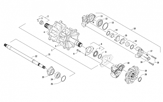 DRIVE TRAIN SHAFTS AND BRAKE ASSEMBLIES