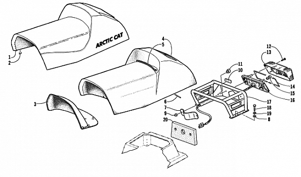 RACK, SEAT, AND TAILLIGHT ASSEMBLY