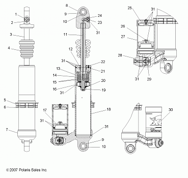 SUSPENSION, REAR SHOCK - A08GJ52AA/AB/AC (49ATVSHOCKRR7043331)