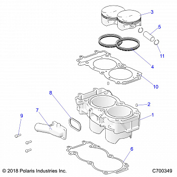 ENGINE, CYLINDER AND PISTON - R19RSB99A9/B9 (C700349)