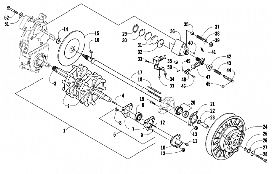 DRIVE TRAIN SHAFT AND BRAKE ASSEMBLIES