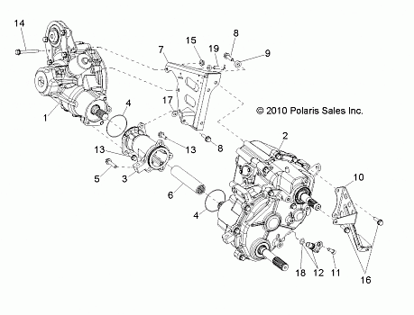 DRIVE TRAIN, GEARCASE, DIFFERENTIAL MOUNTING - R12VE76FX/FI (49RGRTRANSMTG11RZRSI)