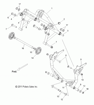 SUSPENSION, CRANK ASM., REAR - S12BF6NSA/NSL (49SNOWSUSPCRANK12800SB)