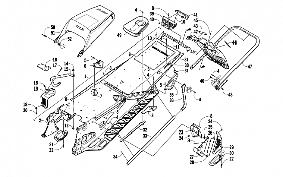 TUNNEL, REAR BUMPER, AND SNOWFLAP ASSEMBLY