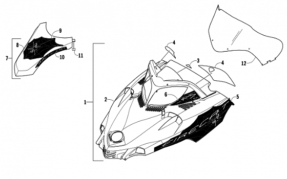 HOOD AND WINDSHIELD ASSEMBLY